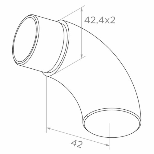 Γωνία κλειστή κιγκλιδώματος για σωλήνα 42,4 mm – ανοξείδωτος χάλυβας AISI 304 σατινέ 001-102 (2)