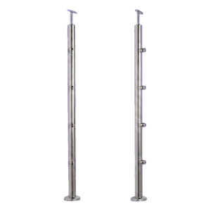 PSG κολώνα κιγκλιδώματος διαμπερής Ø42,4 mm από ανοξείδωτο ατσάλι AISI 304 – 4 λαβές Ø12, τοποθέτηση σε δάπεδο