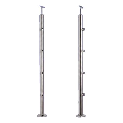 PSG κολώνα κιγκλιδώματος διαμπερής Ø42,4 mm από ανοξείδωτο ατσάλι AISI 304 – 4 λαβές Ø12, τοποθέτηση σε δάπεδο 001-207 (1)