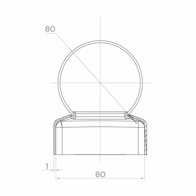 Στέγαστρο φράκτη γαλβανιζέ ατσάλινο 80×80 mm με σφαίρα φ80 mm 001-565 (2)